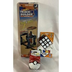 Hot Wheels Track Builder + Rubik's Cube + Pokémon Togepi Mega Blocks Toy Bundle